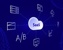 SaaS cloud icon and IT icons large