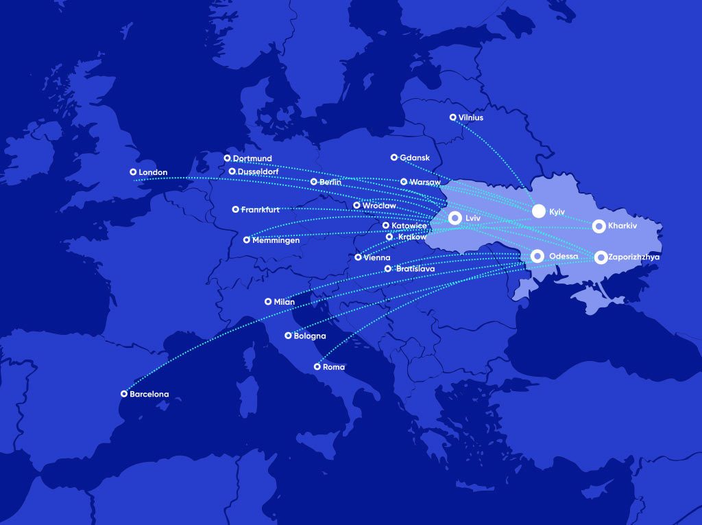 Flight routes across Europe