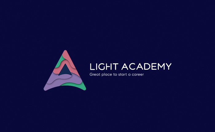 Light Academy logo on blue background