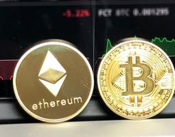 Ethereum and Bitcoin on the background of price charts