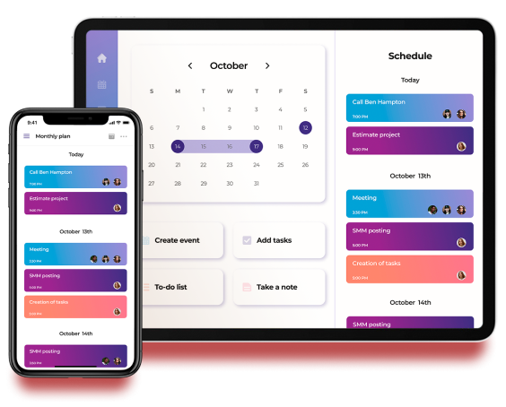 Design of mobile apps for business calendar