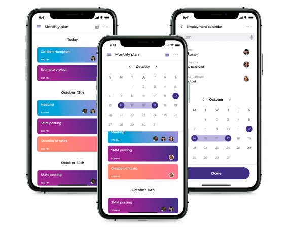 Design of mobile apps for business calendar 1